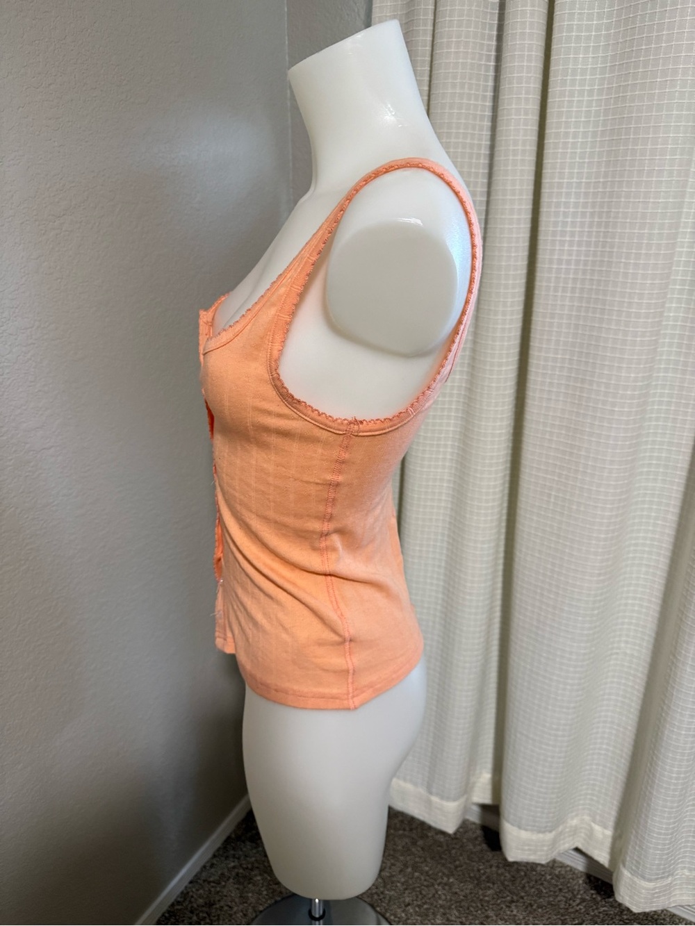 Intimately Free People End Game Pointelle Tank Melon Orange - Picture 2 of 5